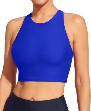 Ewedoos Bikini Tops for Women Quick Dry UPF 50  Bathing Suit Tops for Women Adjustable Strap Padded Sports Bra Swim Top Only