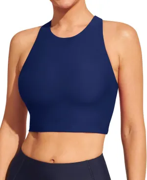 Ewedoos Bikini Tops for Women Quick Dry UPF 50  Bathing Suit Tops for Women Adjustable Strap Padded Sports Bra Swim Top Only