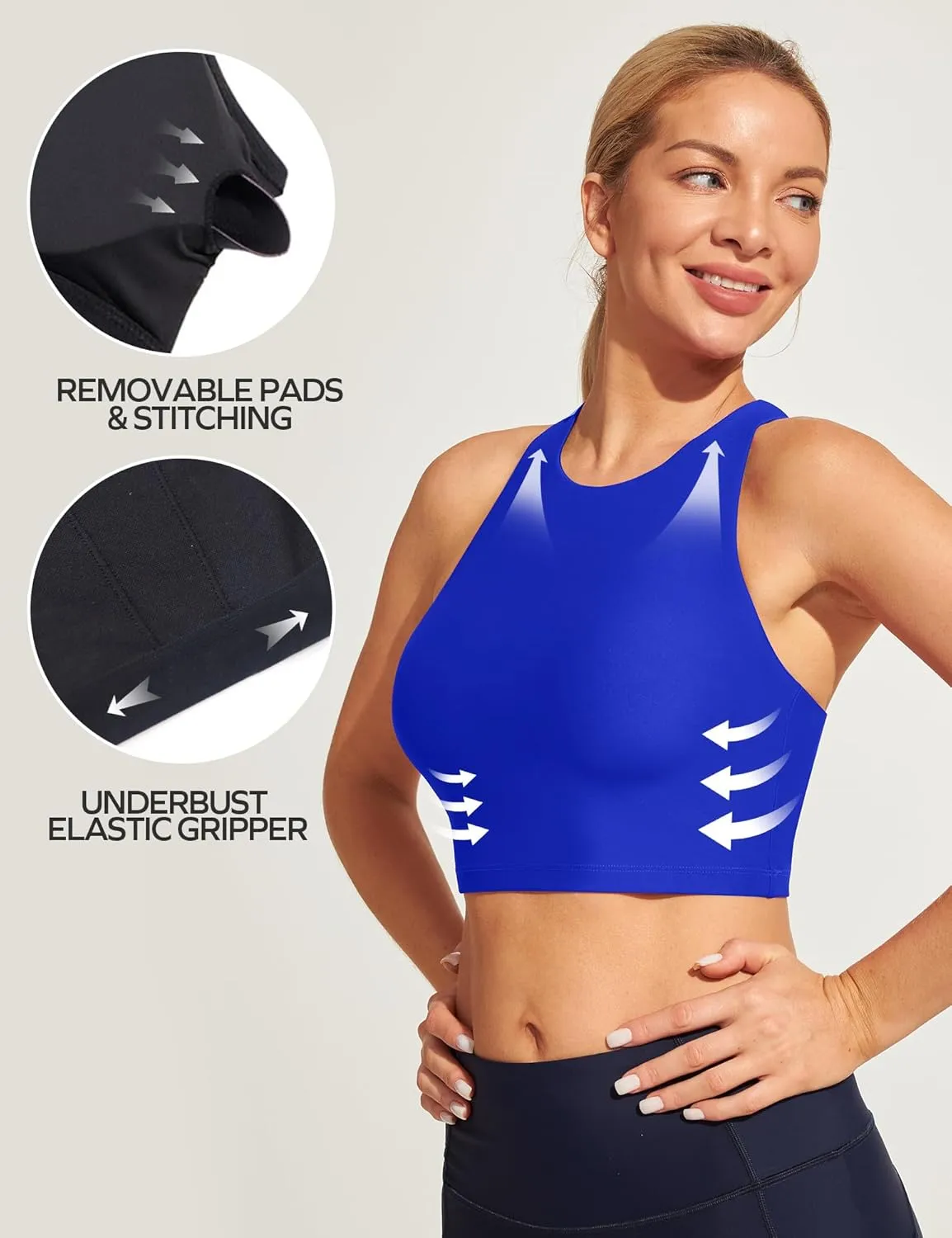 Ewedoos Bikini Tops for Women Quick Dry UPF 50  Bathing Suit Tops for Women Adjustable Strap Padded Sports Bra Swim Top Only