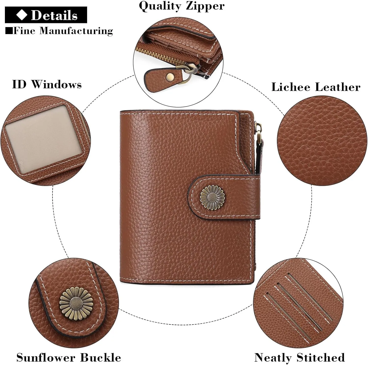 FALAN MULE Small Wallet for Women Leather Bifold Compact Small Womens Wallet with RFID Blocking