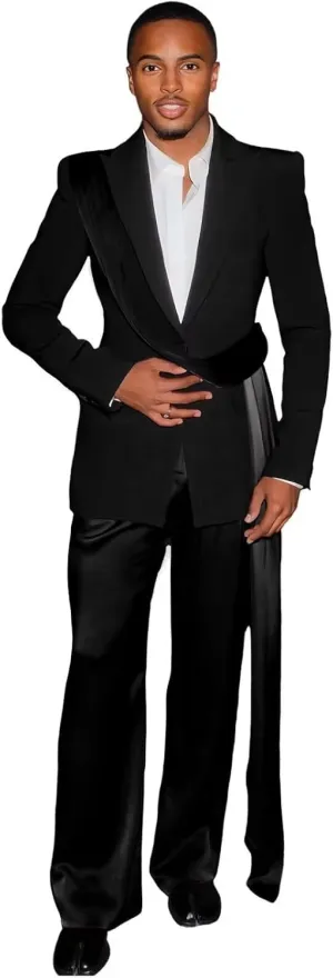 Fashion Mens Suit with Belt for Men 2 Piece Blazer Pants Peak Lapel Tuxedo Single Breasted Jacket Trousers for Party