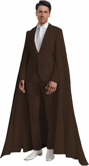 Fashion Mens Suit with Cape Classic Fit 2 Piece Peak Lapel Blazer Pants Single Breasted Prom Tuxedos for Party