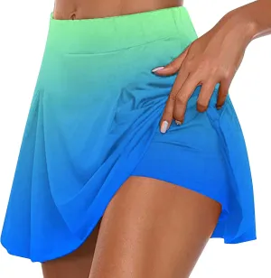 Firzero Women Sexy High Waisted Skirt Summer Printed Athletic Stretchy Tennis Skater Skirts Inner Shorts Mini Yoga Skorts