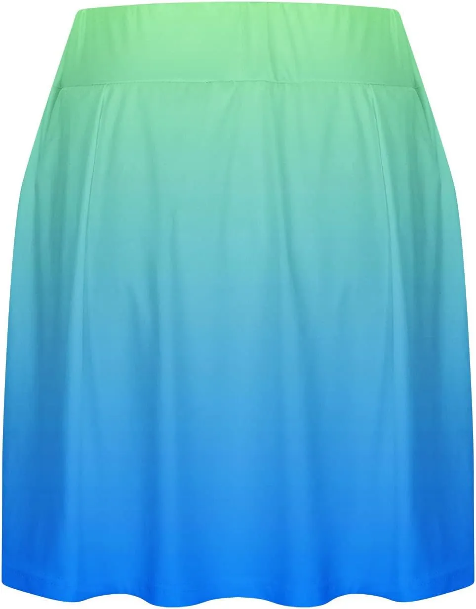 Firzero Women Sexy High Waisted Skirt Summer Printed Athletic Stretchy Tennis Skater Skirts Inner Shorts Mini Yoga Skorts