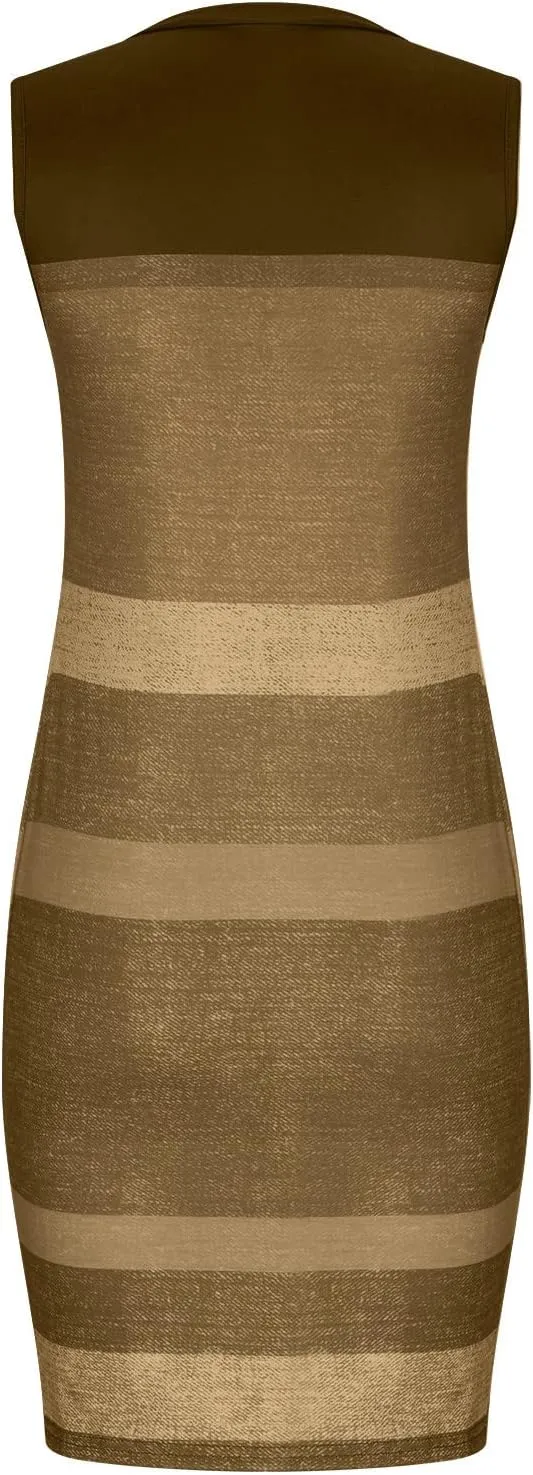 Firzero Women V Neck Beach Dress Botton Down Sleeveless Striped Mini Dresses Plus Size Summer Casual Crewneck Tank Dresses