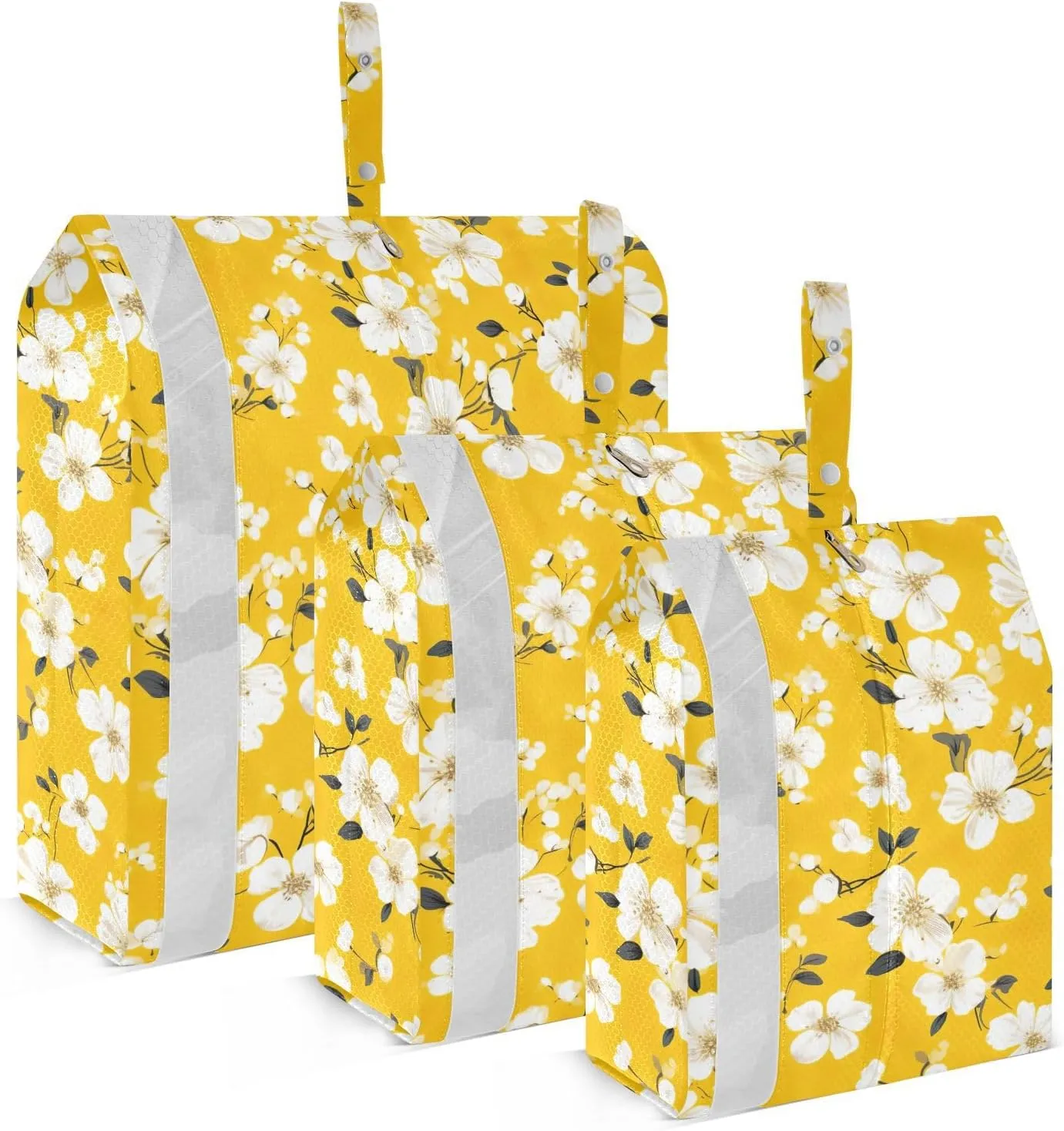 Floral Flower Orange Packing Cubes for Travel 3 Set Packing Cubes Large Luggage Organizers for Carry On