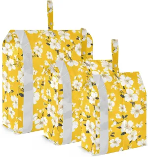 Floral Flower Orange Packing Cubes for Travel 3 Set Packing Cubes Large Luggage Organizers for Carry On