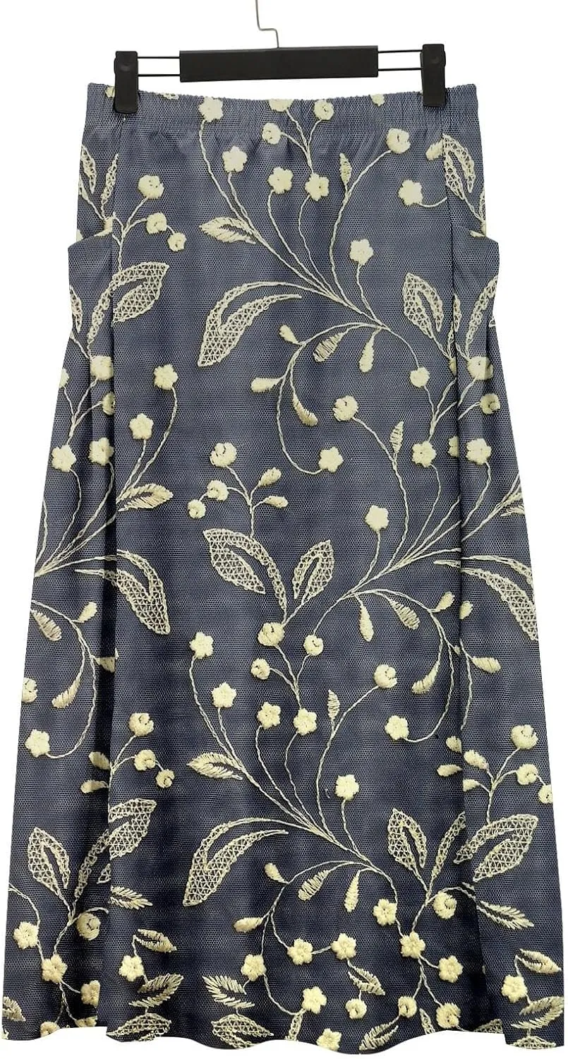 Flowy Long Maxi Skirts for Women Boho Floral Elastic High Waisted Tiered Pleated Summer Casual Beach Skirt
