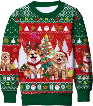 Funnycokid Kids Ugly Christmas Sweater Girls Boys Xmas Sweatshirt Funny Fleece Outfit 3D Print Clothes 4-16 Years