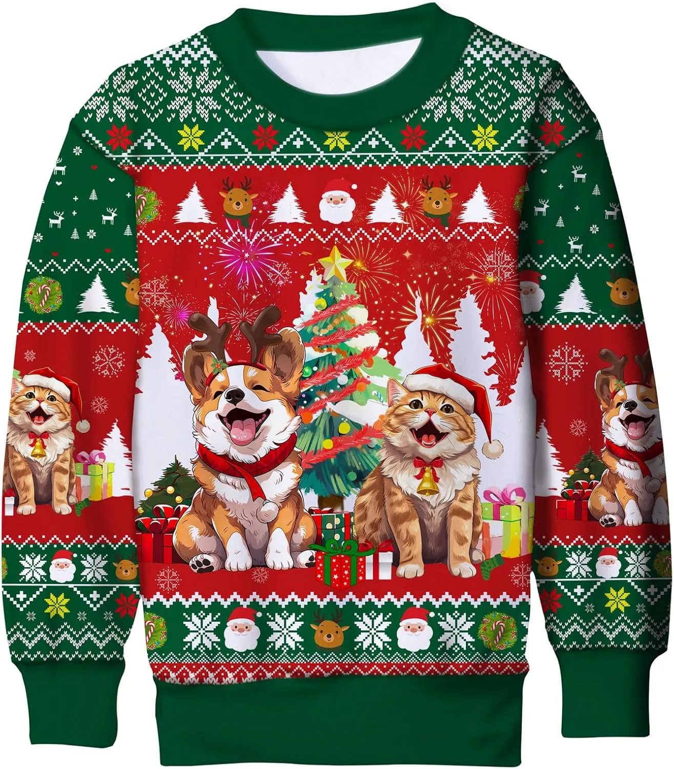 Funnycokid Kids Ugly Christmas Sweater Girls Boys Xmas Sweatshirt Funny Fleece Outfit 3D Print Clothes 4-16 Years