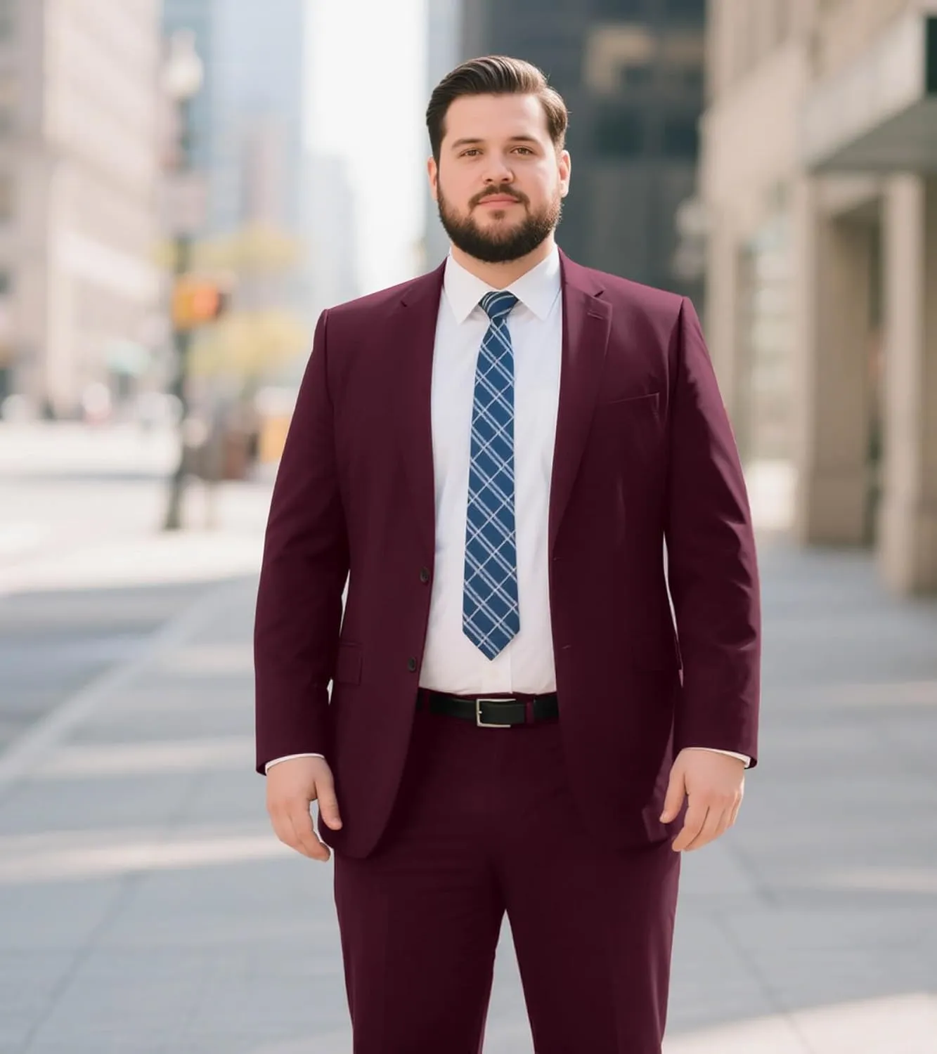 GATMSTZ Mens Suits Big and Tall 2 Pieces Blazer Pants Set Classic Fit