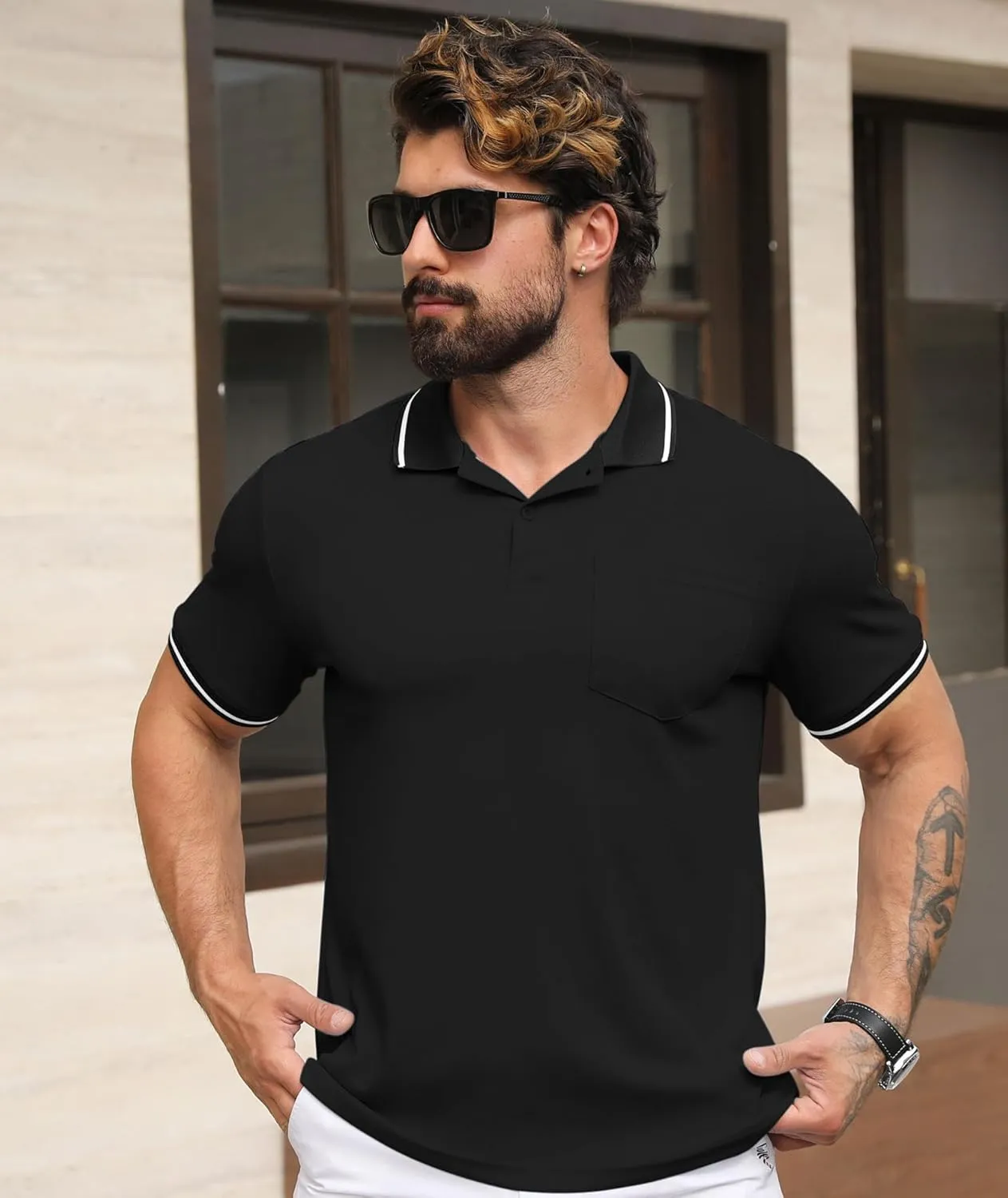 GEEK LIGHTING 5 Pack Men Polo Shirts with Pocket Multipack Golf Shirt for Men Moisture Wicking Casual Athletic Work T-Shirts
