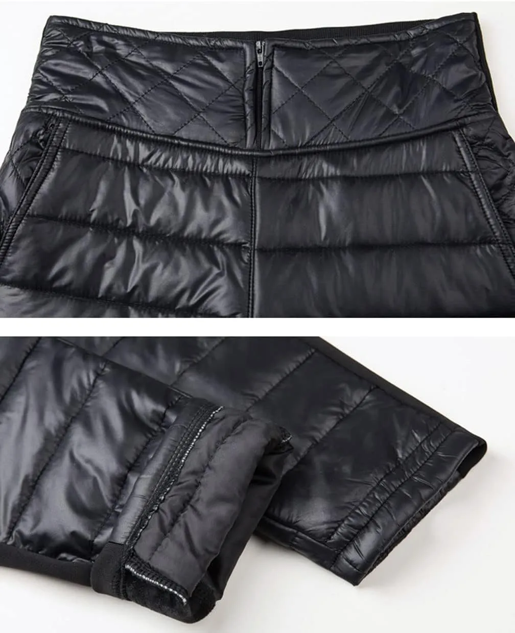 GGUHHU Womens Classic Elastic High Waist Quilted Padded Tapered Leg Long Down Pants
