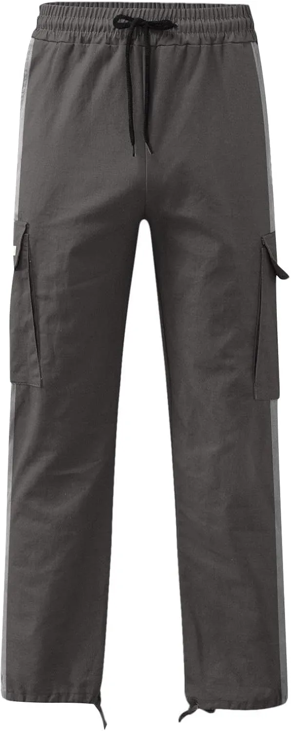GIERIDUC Mens Stretch Waist Cargo Pants Mens Khaki Cargo Pants Relaxed Fit Mens Activewear Pants Tall Best Long Pants for Men