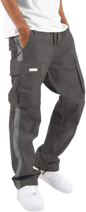GIERIDUC Mens Stretch Waist Cargo Pants Mens Khaki Cargo Pants Relaxed Fit Mens Activewear Pants Tall Best Long Pants for Men