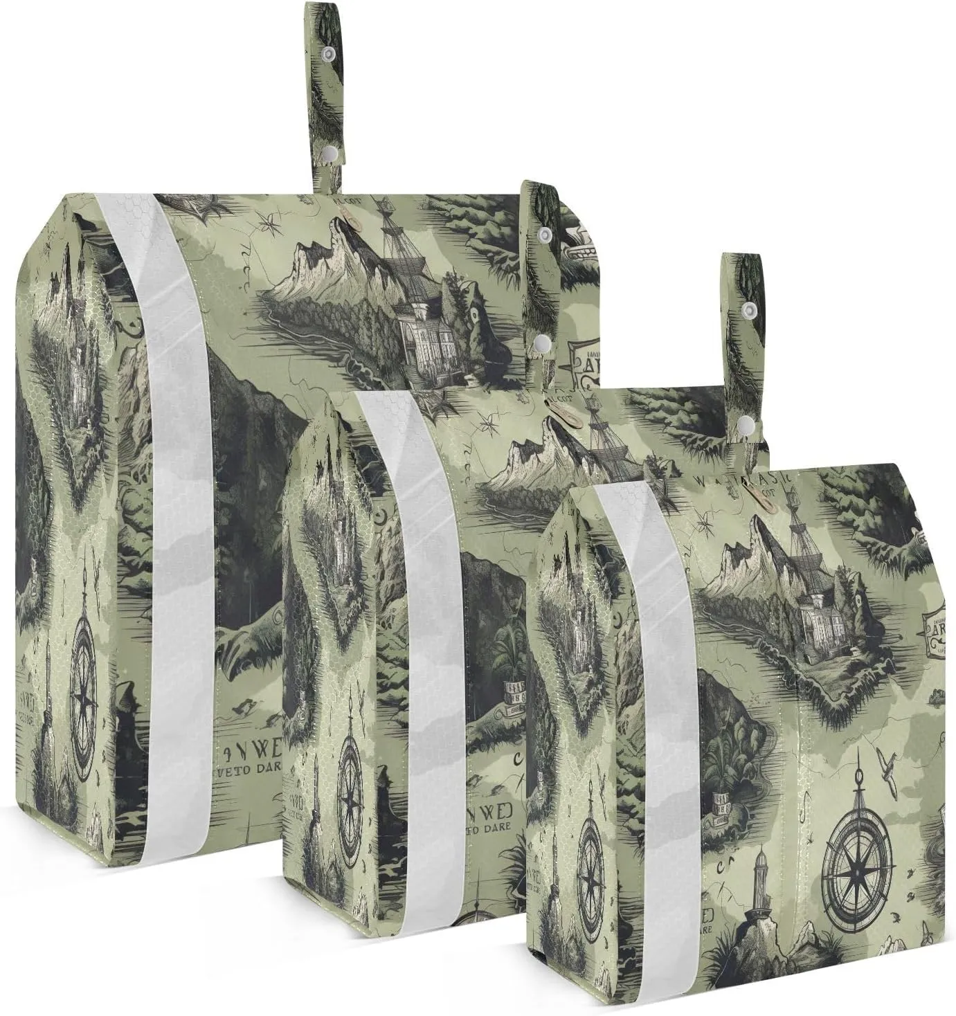 Great Adventure Map Green Packing Cubes for Travel 3 Set Compression Cubes Suitcase Organizer Bags for Vacation Clothes