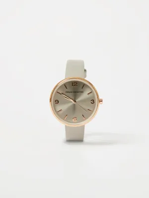 Grey Leather Strap Watch