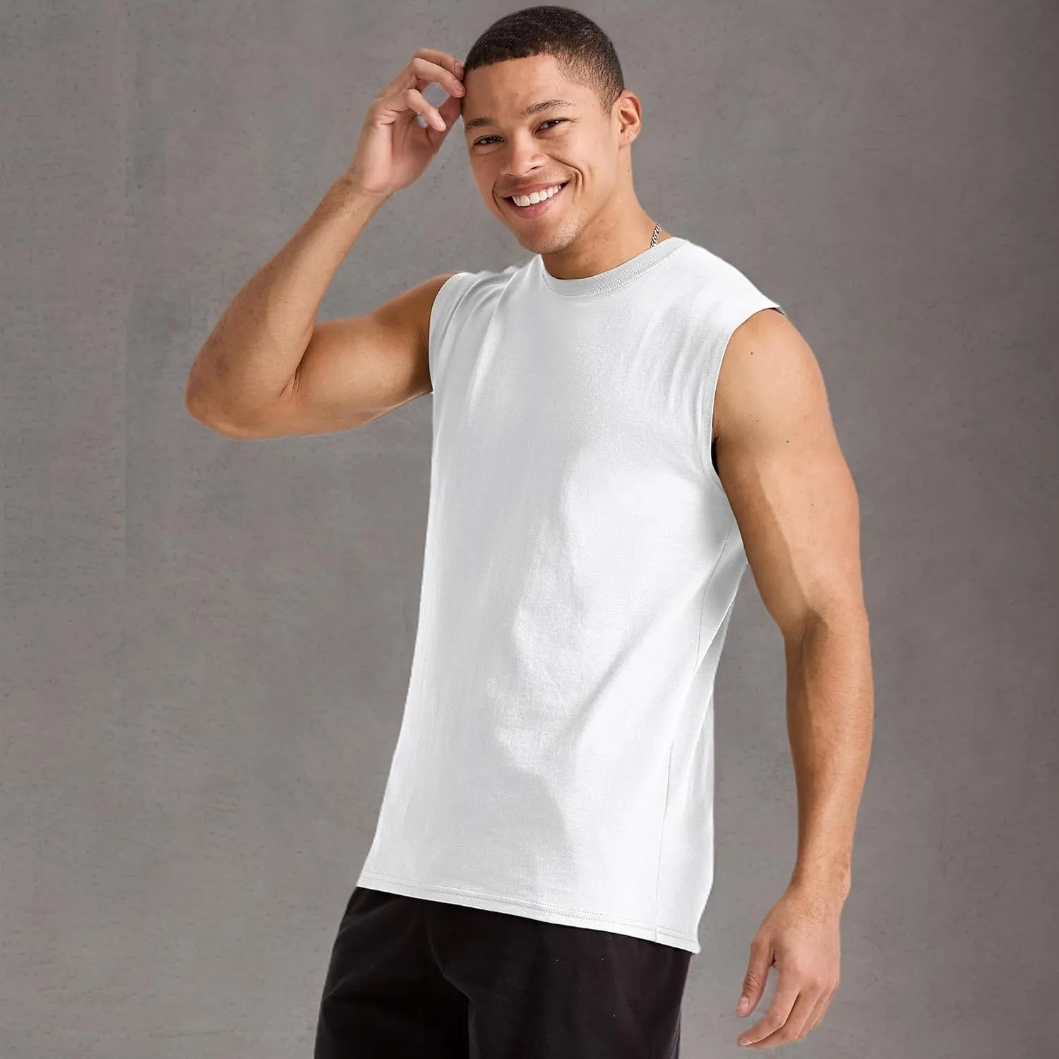 Hanes Men's Essentials Midweight T Pack, Cotton Muscle Tank Shirts, 3-Pack
