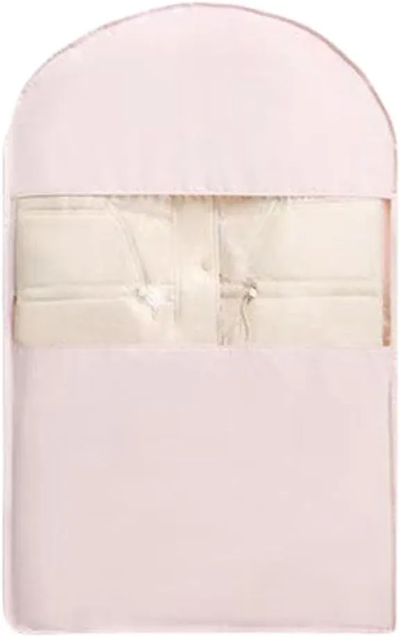 Hanging Garment Bag with Self Compression Zipper, Space Saving Hanging Protector for Down Coat, Self Compression Zip Garment Bags for Closet Storage (Pink, 35.5x22.8 Inch)