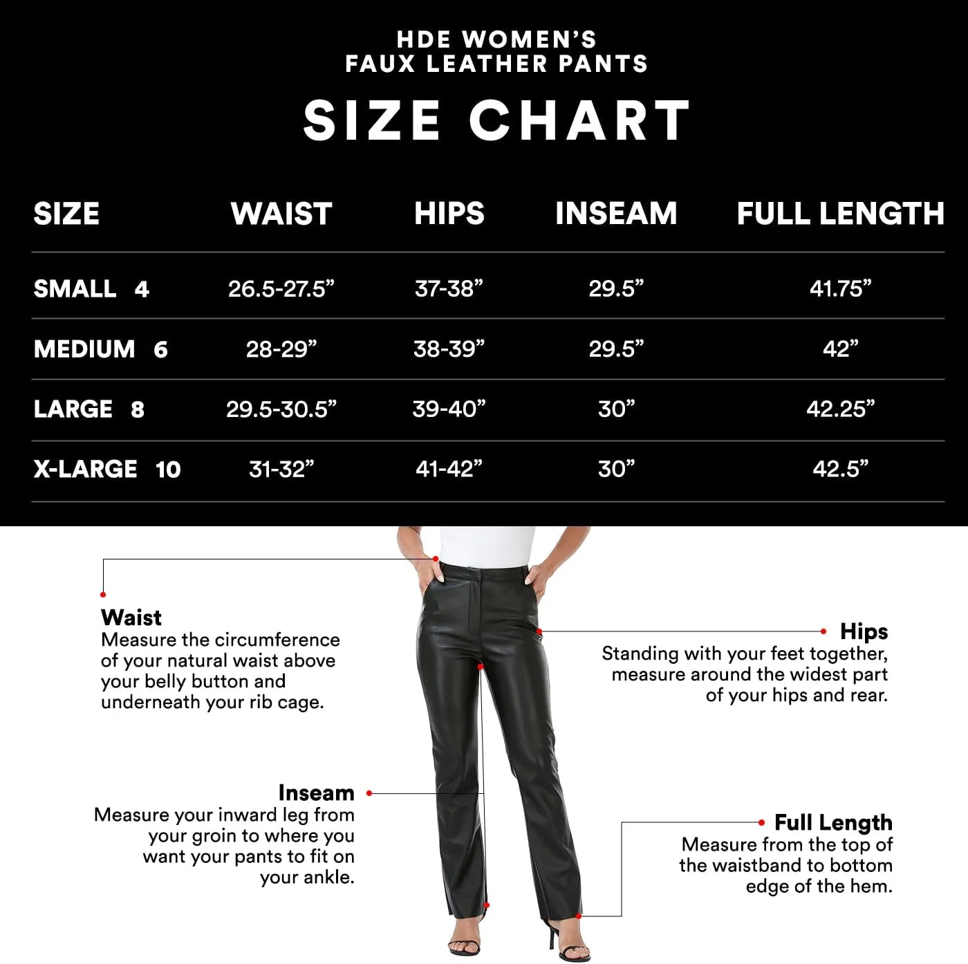 HDE Women's Faux Leather Pants High Waisted Straight Leg Trousers with Pockets