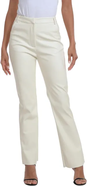 HDE Women's Faux Leather Pants High Waisted Straight Leg Trousers with Pockets