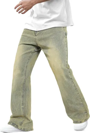 Heyfanee Men's Straight Leg Jeans Stretch Bootcut Denim Pants for Men Relaxed Fit