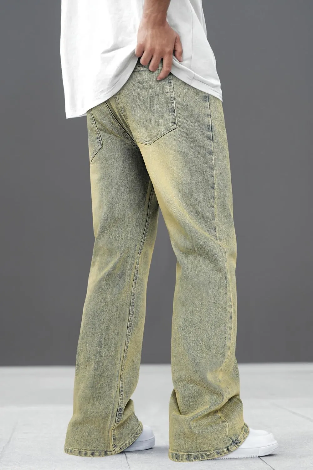 Heyfanee Men's Straight Leg Jeans Stretch Bootcut Denim Pants for Men Relaxed Fit