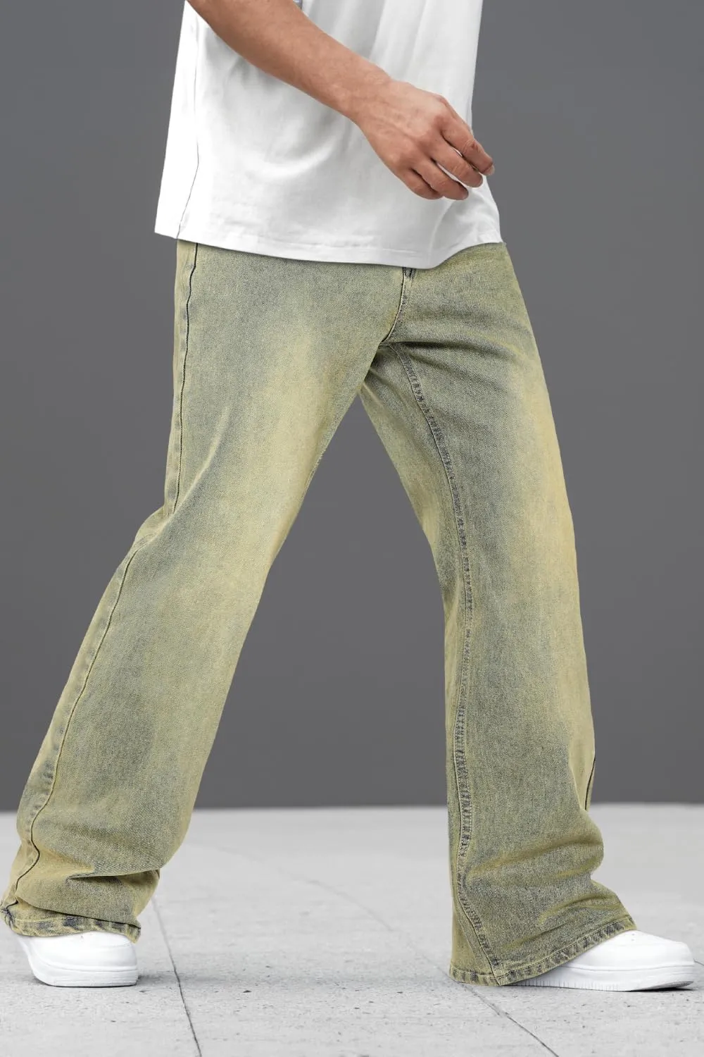 Heyfanee Men's Straight Leg Jeans Stretch Bootcut Denim Pants for Men Relaxed Fit