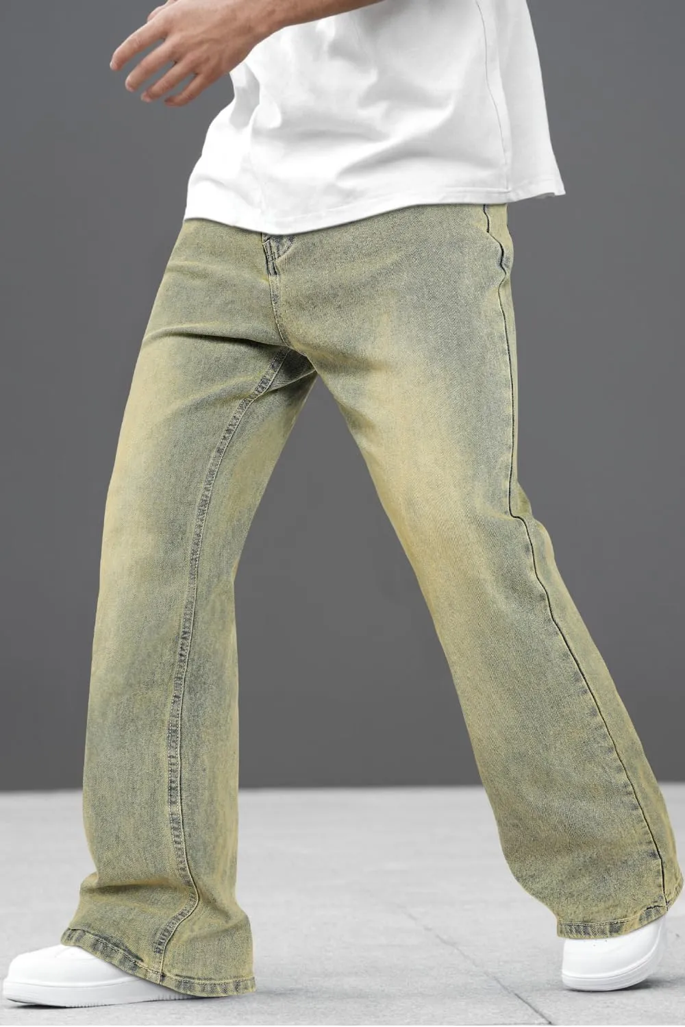 Heyfanee Men's Straight Leg Jeans Stretch Bootcut Denim Pants for Men Relaxed Fit