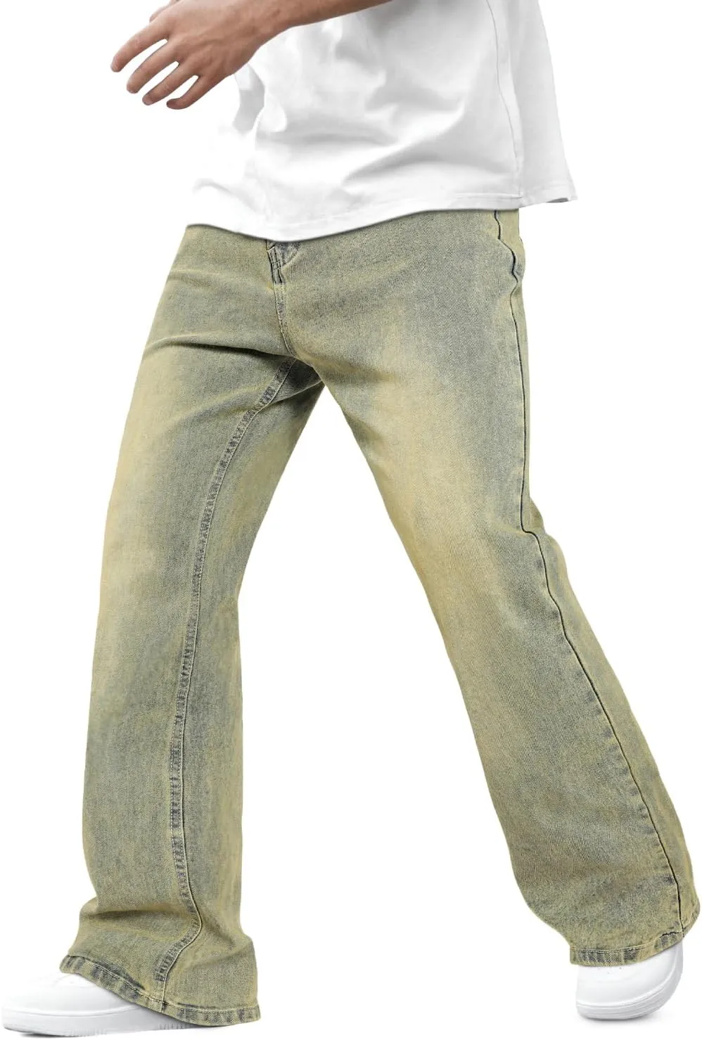 Heyfanee Men's Straight Leg Jeans Stretch Bootcut Denim Pants for Men Relaxed Fit