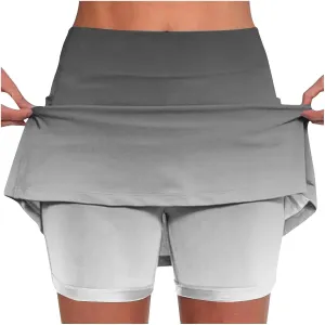 High Waisted Tennis Skirts for Women Built in Shorts, Gradient Mini Athletic Skorts Golf Sports Running Skort