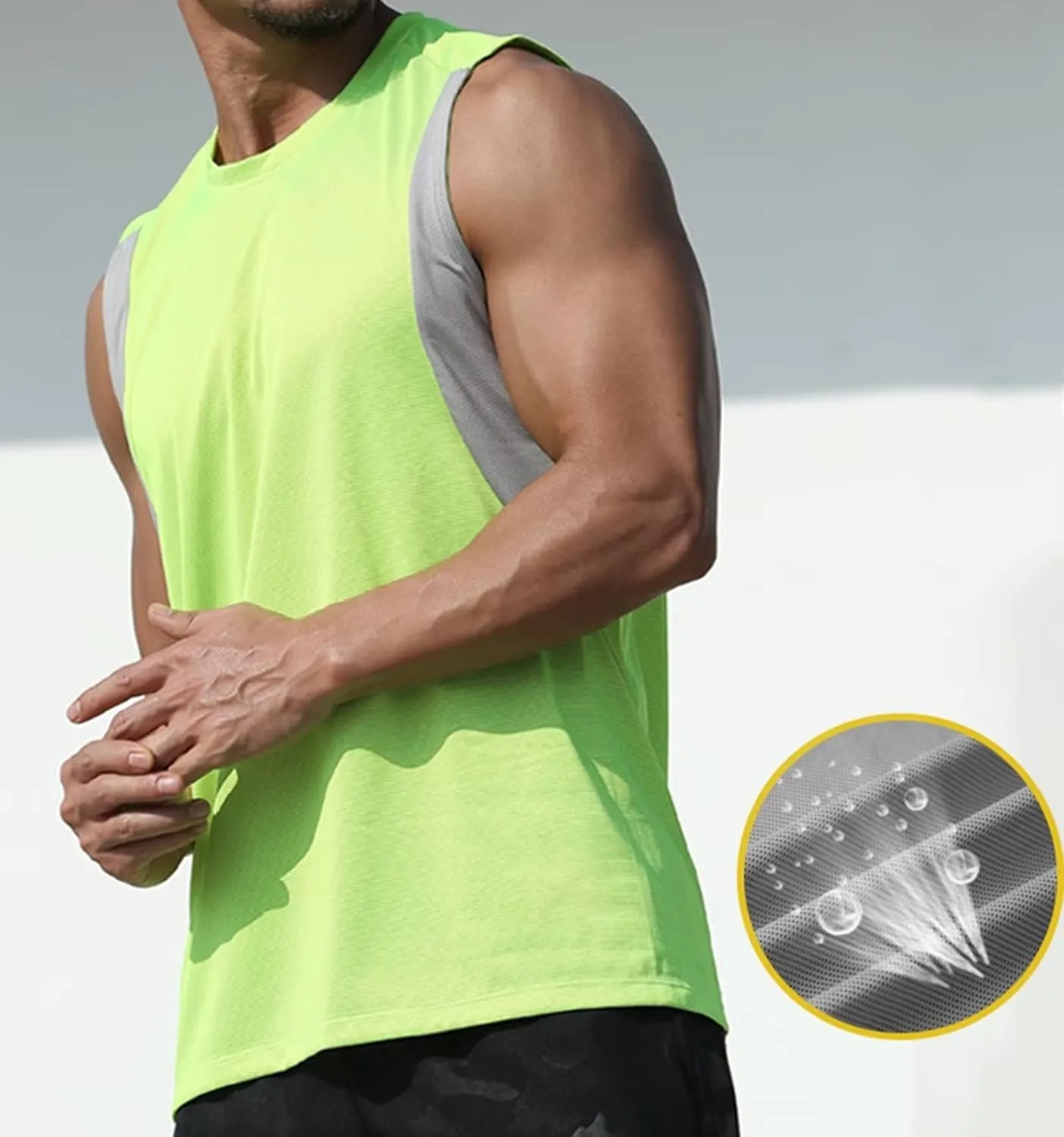 HNVAVQ Men's Tank Tops Quick Dry Sleeveless Gym Workout Bodybuilding Fitness T Shirts,2 Pack
