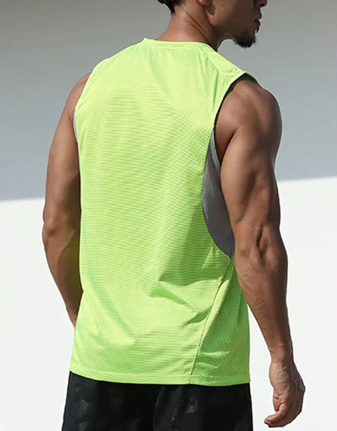HNVAVQ Men's Tank Tops Quick Dry Sleeveless Gym Workout Bodybuilding Fitness T Shirts,2 Pack
