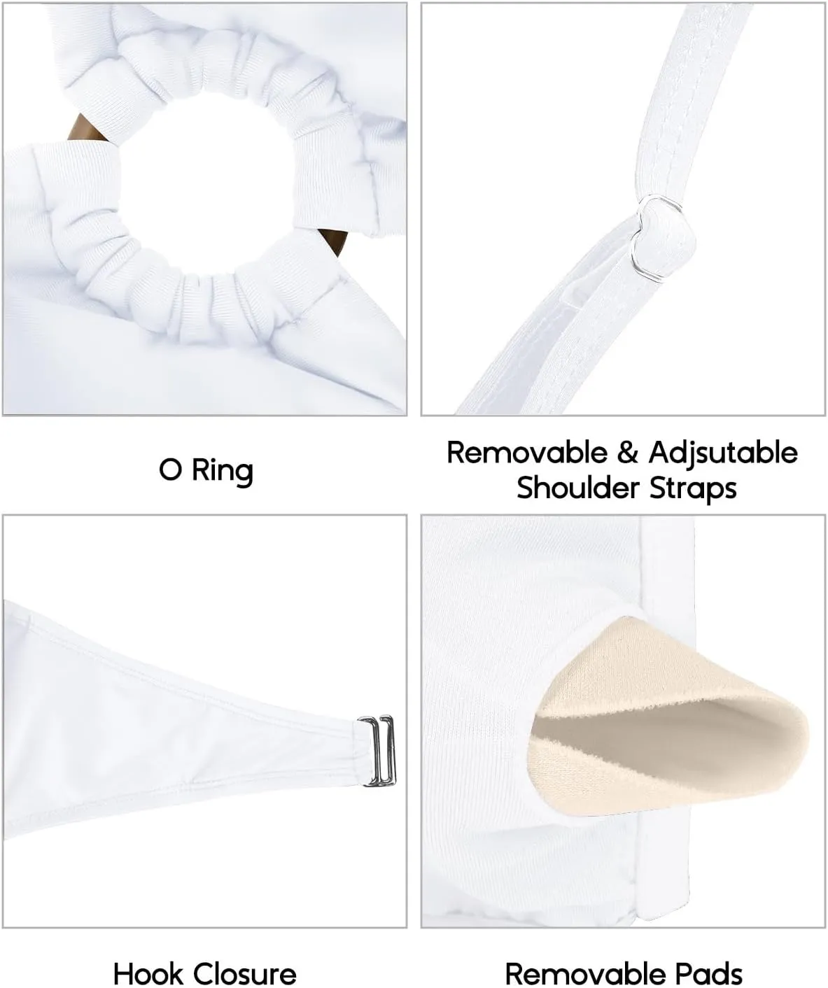 Holipick Bandeau Bikini Top for Women Strapless Swimsuit Tops Only Bathing Suit Tops with Shoulder Straps