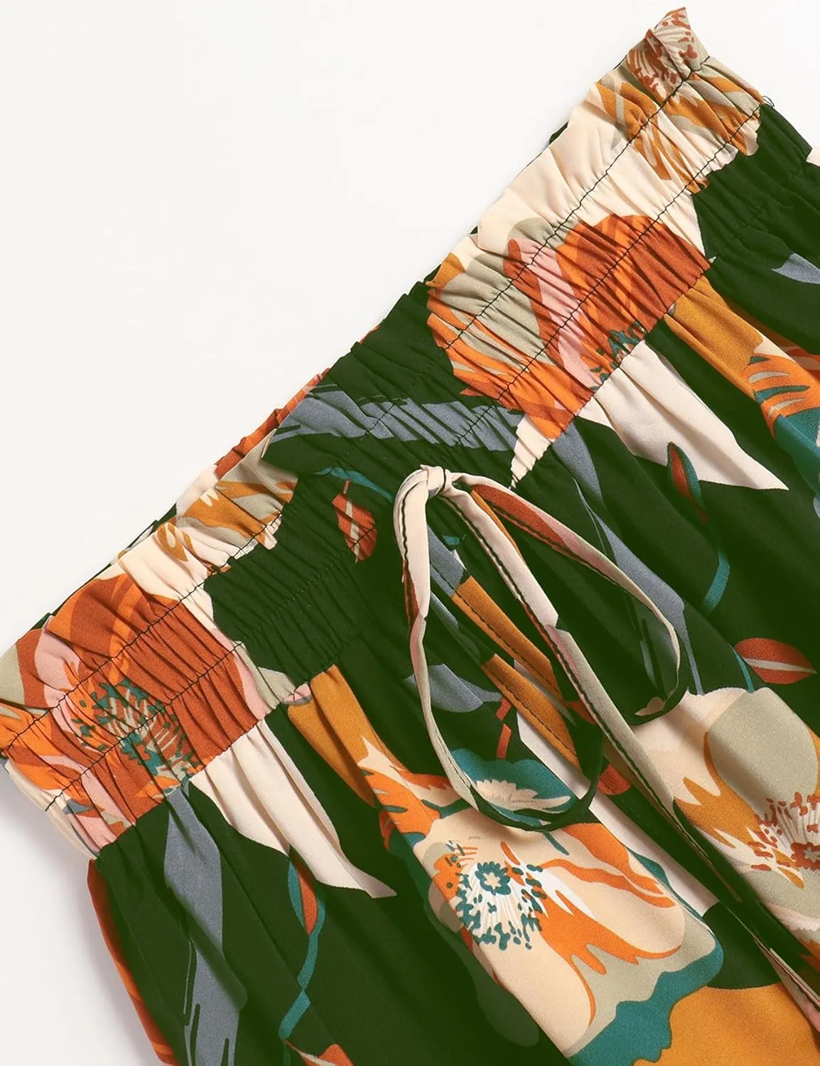 IDEALSANXUN Floral Skirts for Women Trendy Spring Summer Casual Flowy A Line Tiered Elastic High Waisted Boho Midi Skirt