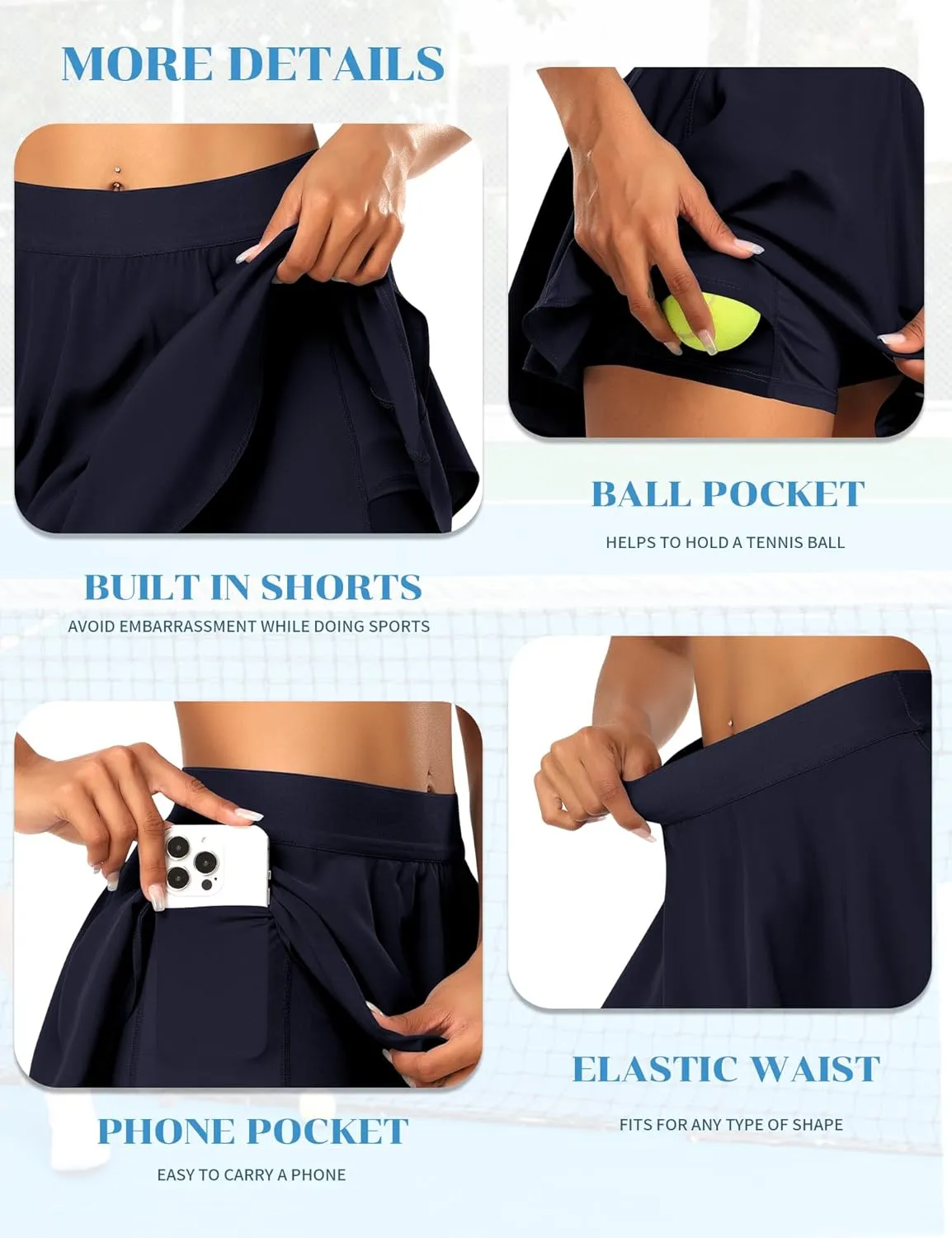 JoyGirl Tennis Skirt for Women with Shorts Golf Skort High Waisted Workout Athletic Skorts Skirts with Pockets