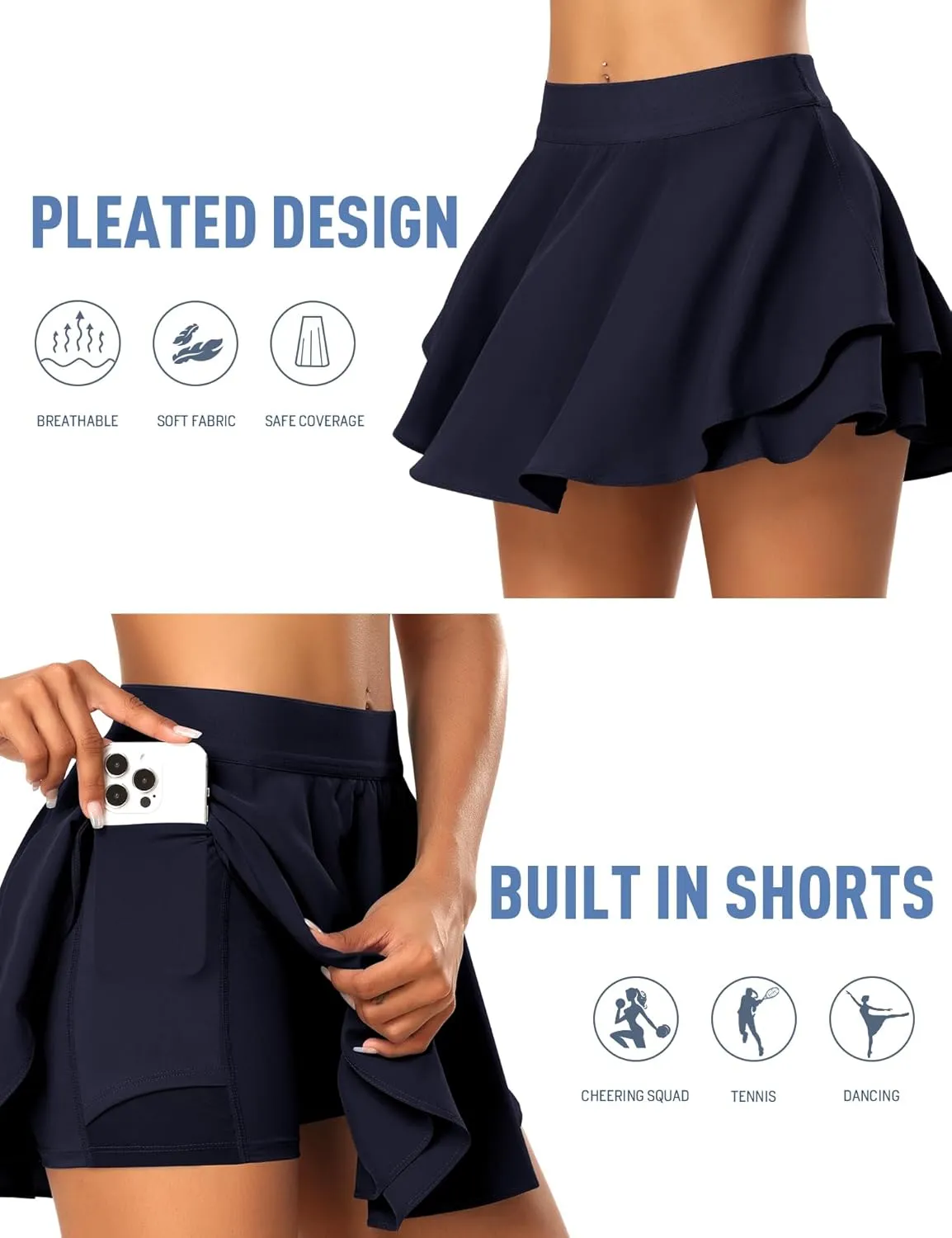 JoyGirl Tennis Skirt for Women with Shorts Golf Skort High Waisted Workout Athletic Skorts Skirts with Pockets