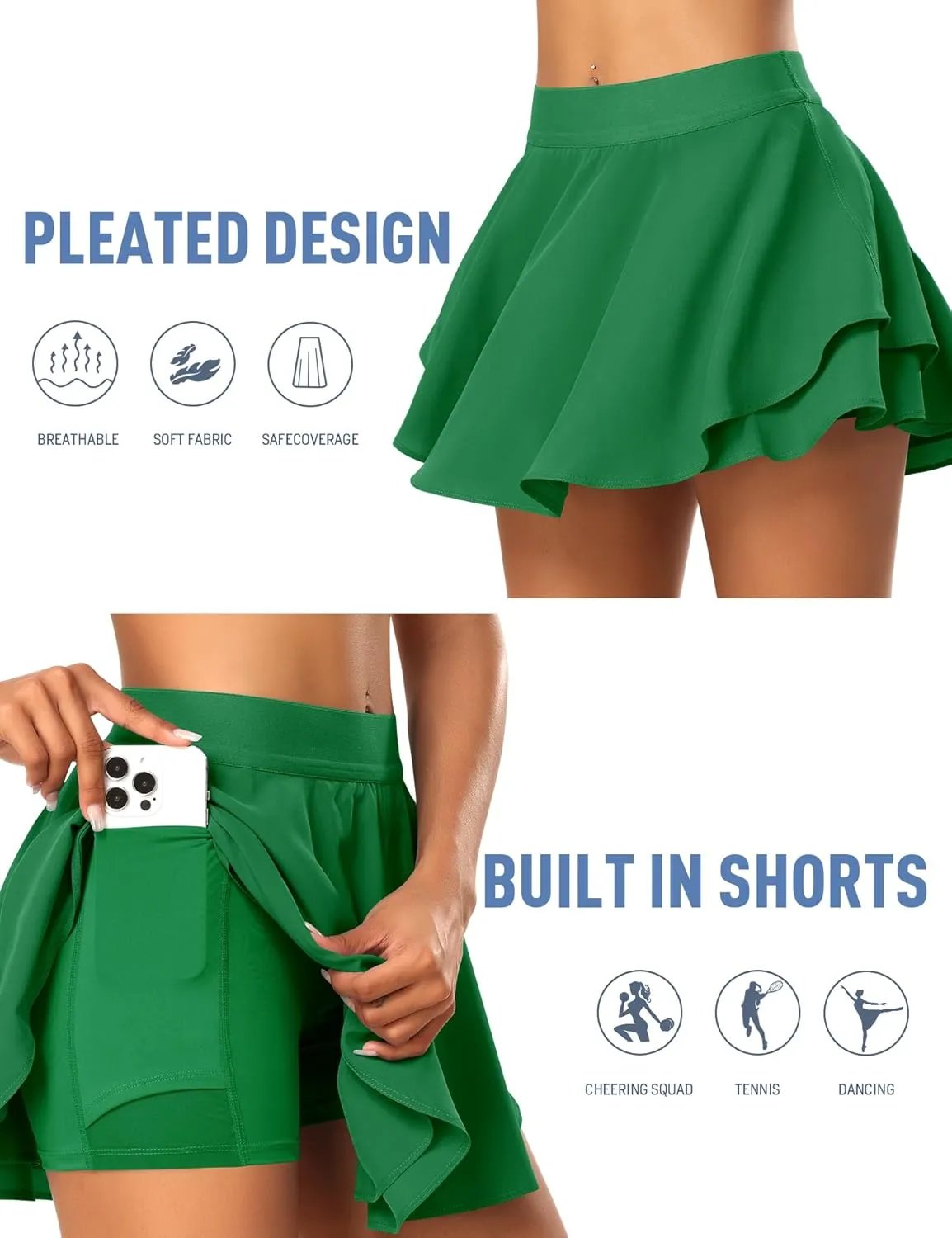 JoyGirl Tennis Skirt for Women with Shorts Golf Skort High Waisted Workout Athletic Skorts Skirts with Pockets