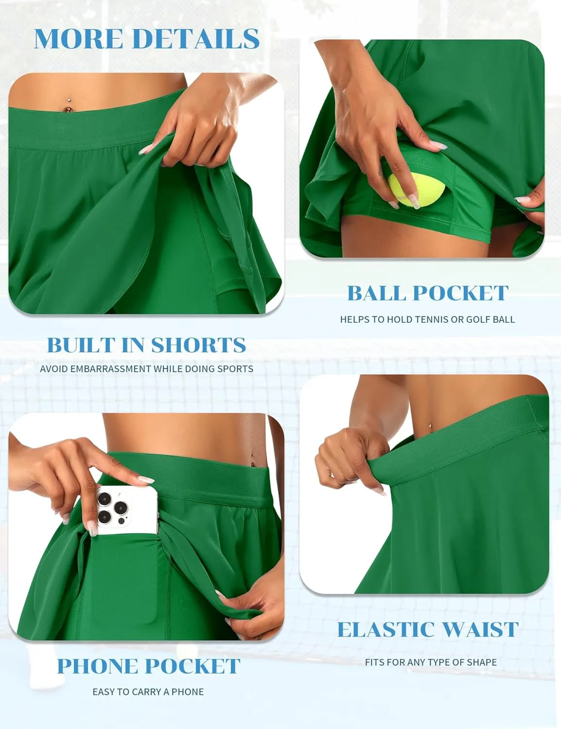 JoyGirl Tennis Skirt for Women with Shorts Golf Skort High Waisted Workout Athletic Skorts Skirts with Pockets