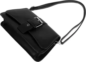 KESYOO Fashion PU Leather Saddle Bag Women's Shoulder and Crossbody Bag Smooth Zipper Black Versatile for Travel Shopping and Daily Life