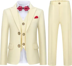 Kids Tuxedo Suits for Boys Slim Fit Suit Set Blazer Vest Pants Bow Tie Formal Wedding Outfit Teen Boy Dress Clothes