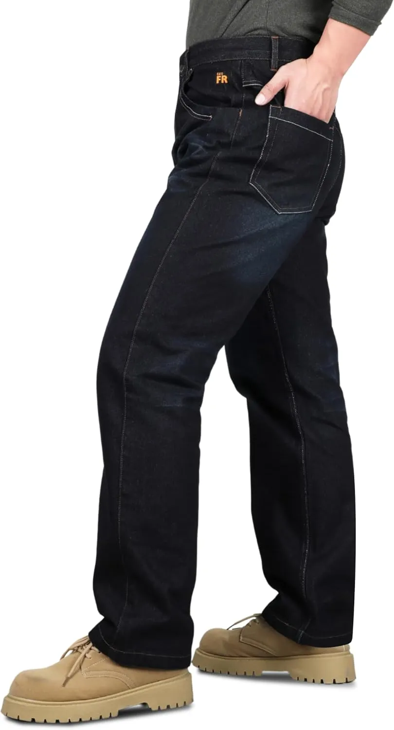 KONRECO FR Pants for Men Flame Resistant 14oz Heavy Duty Denim Pre-Washed Relaxed FR Jeans