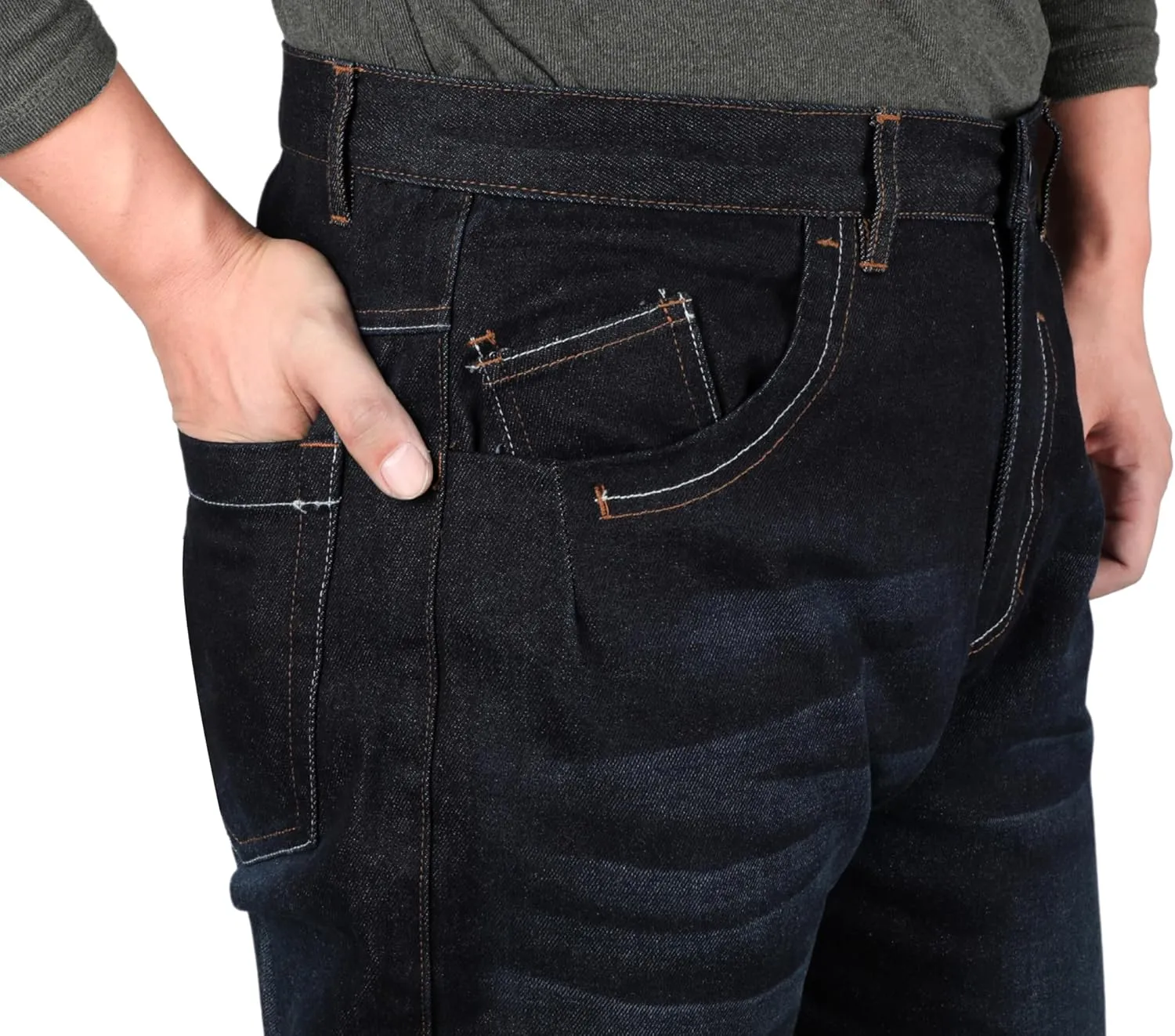 KONRECO FR Pants for Men Flame Resistant 14oz Heavy Duty Denim Pre-Washed Relaxed FR Jeans