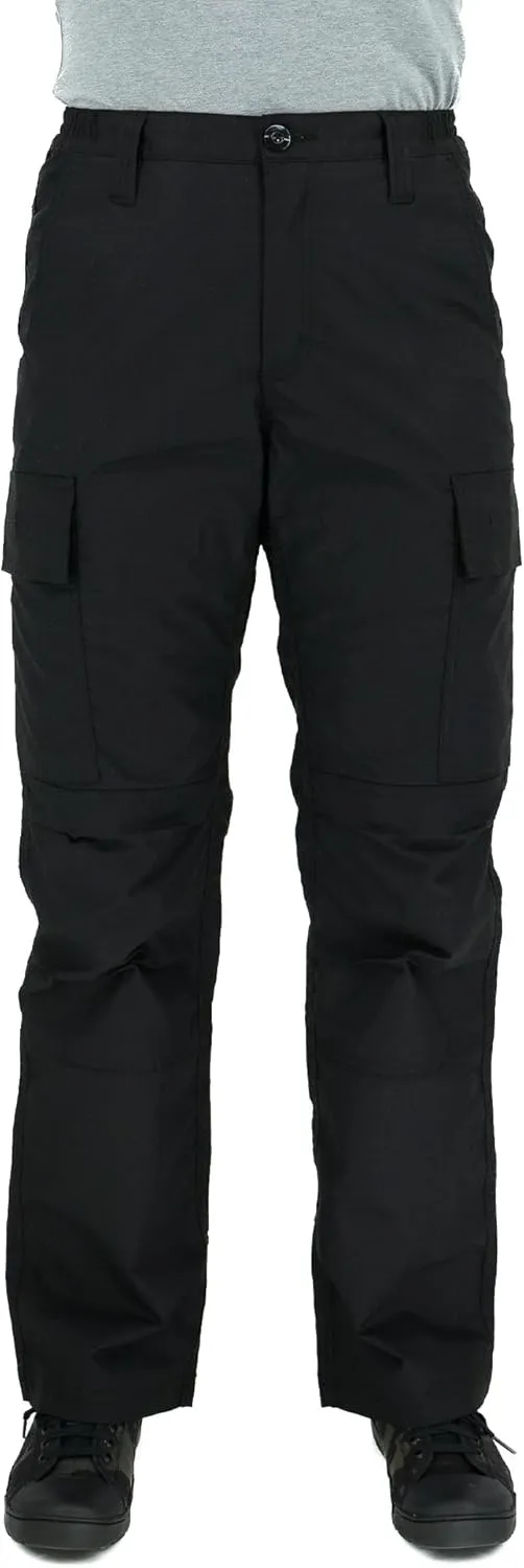 LAPG Women's Stretch Core Cargo Tactical Pants, Elastic Waistband, High Rise, Relaxed Fit, Outdoor Work Pants, Black