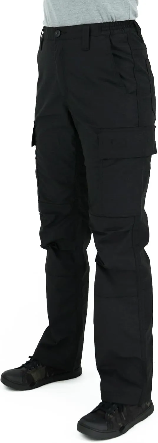 LAPG Women's Stretch Core Cargo Tactical Pants, Elastic Waistband, High Rise, Relaxed Fit, Outdoor Work Pants, Black