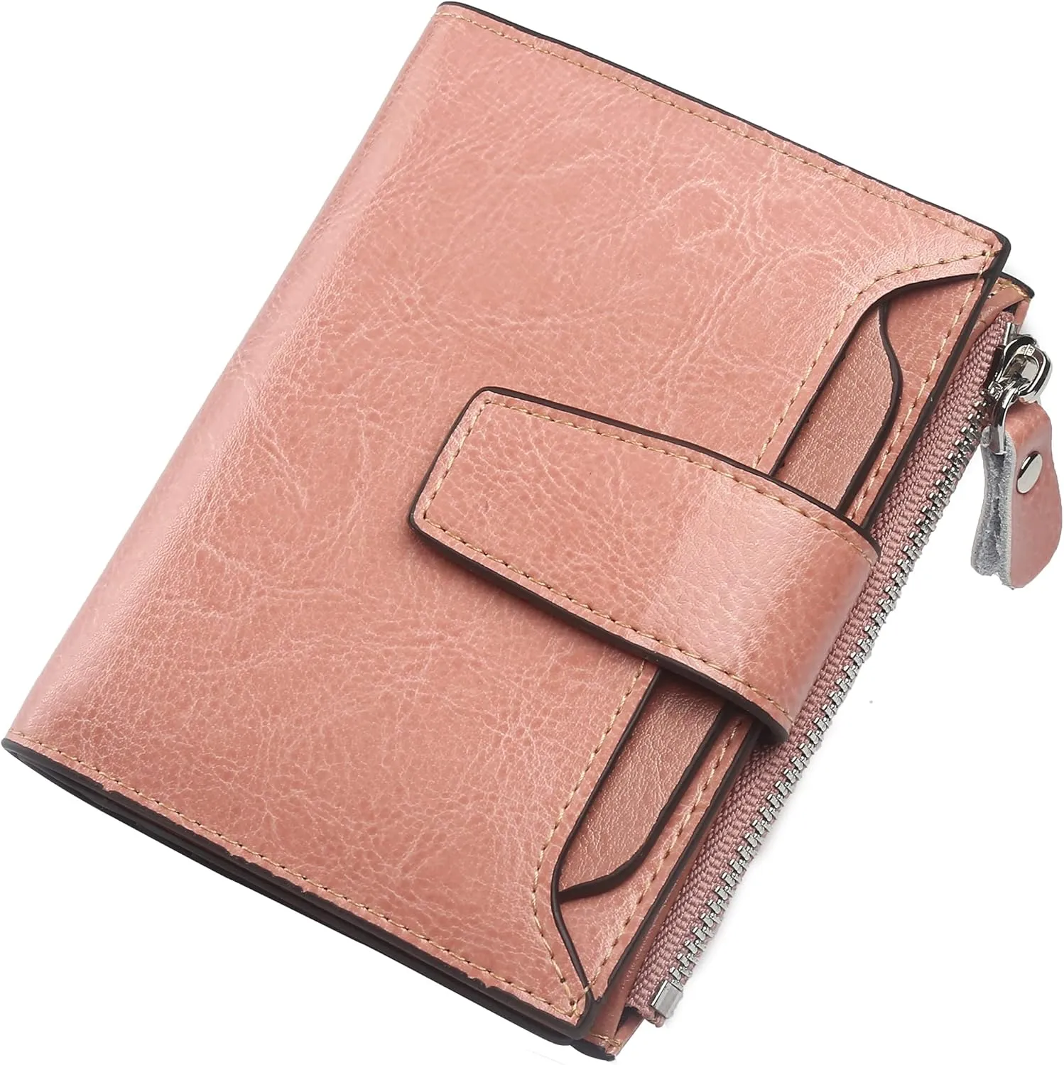 Lavemi Small Compact Women Wallet RFID Blocking Genuine Leather Bifold Purse with ID Windows