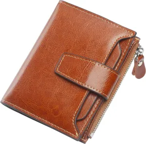 Lavemi Small Compact Women Wallet RFID Blocking Genuine Leather Bifold Purse with ID Windows