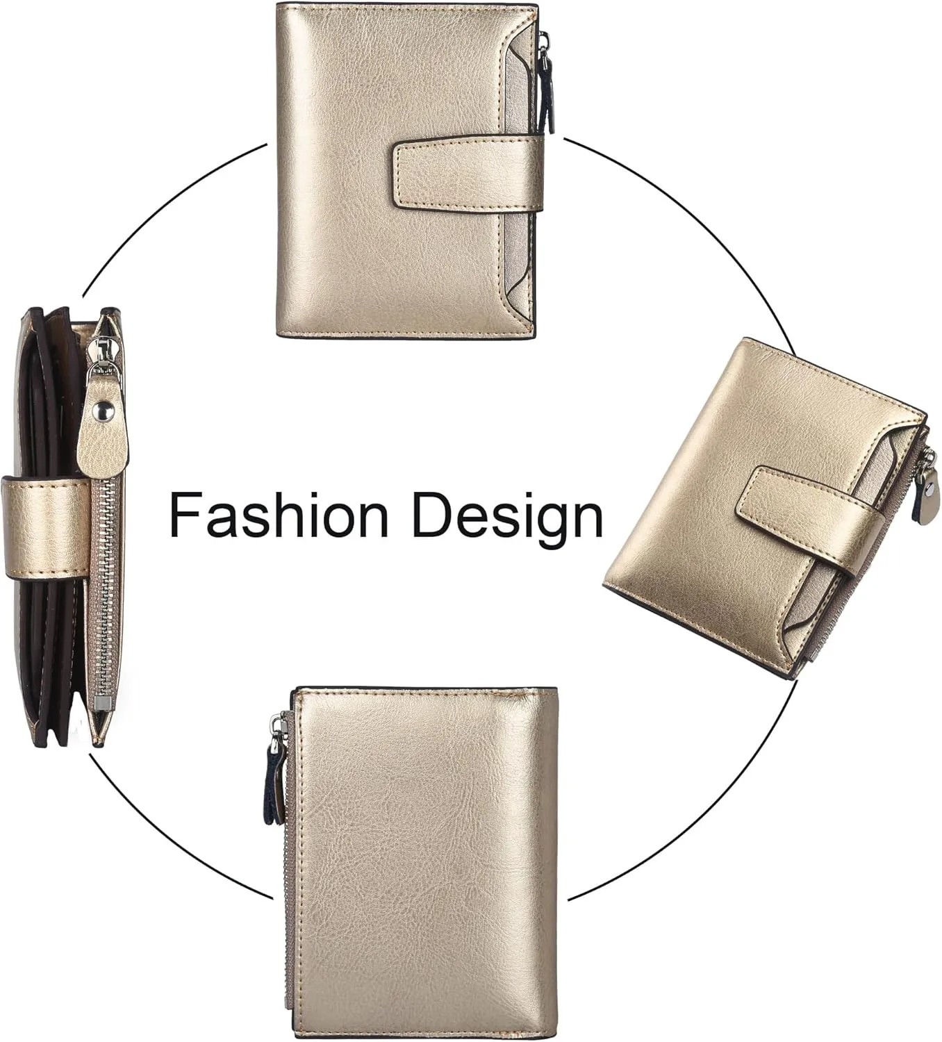 Lavemi Small Compact Women Wallet RFID Blocking Genuine Leather Bifold Purse with ID Windows