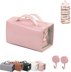 Leather Cosmetic Bag, Cosmetic Travel Bag, Leather Waterproof Cosmetic Bag, Detachable Compact Toiletry Bag