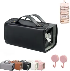 Leather Cosmetic Bag, Cosmetic Travel Bag, Leather Waterproof Cosmetic Bag, Detachable Compact Toiletry Bag
